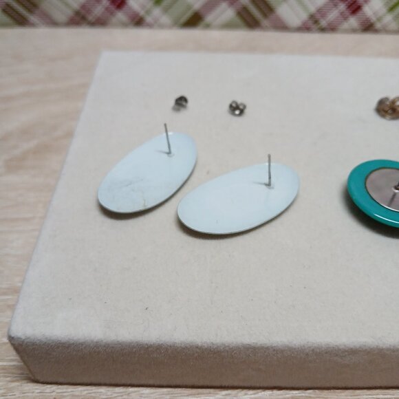 Set of 3 Pair Vintage Fashion Jewelry Plastic/Metal Turquoise/Green Costume #70W - Picture 10 of 15